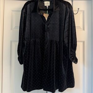 Umgee Black Polka Dot Blouse